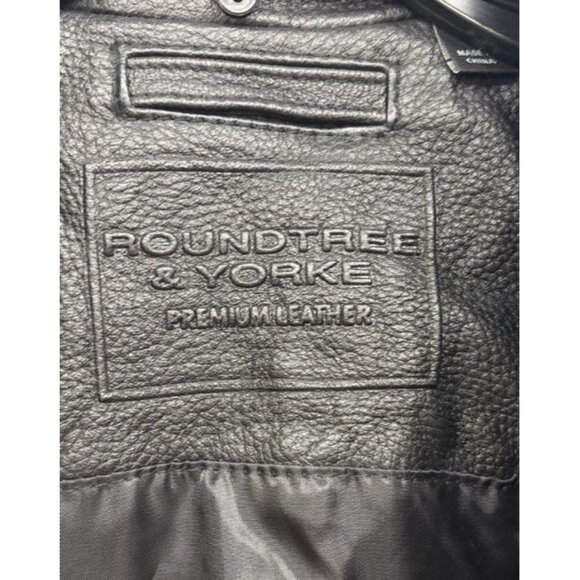 Roundtree & Yorke Men's Premium Leather Jacket Black Genuine Lambskin Size L - Picture 3 of 6